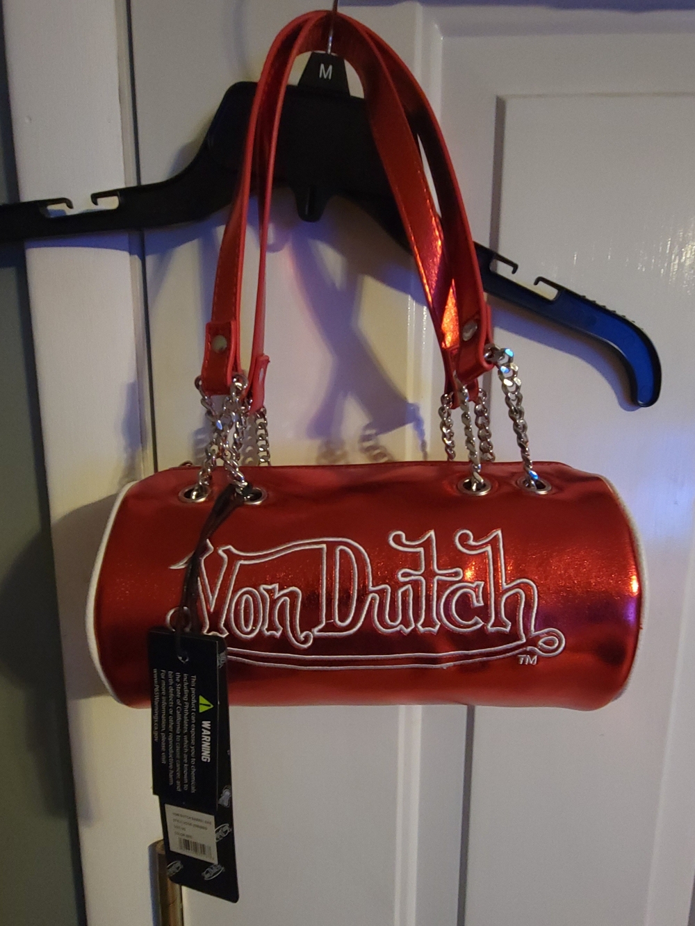 Von Dutch Metallic Red Barrel Mini Shoulder Bag NWT